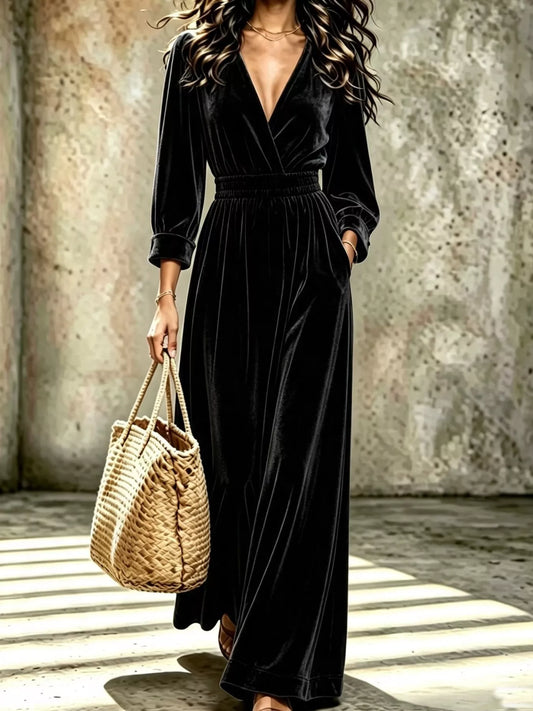 Rowena jumpsuit i sammet, svart