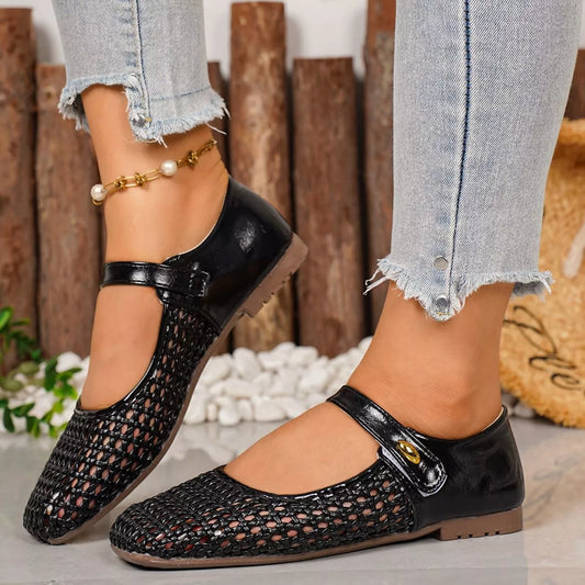 Alanna slip-ons i läderlook, svart