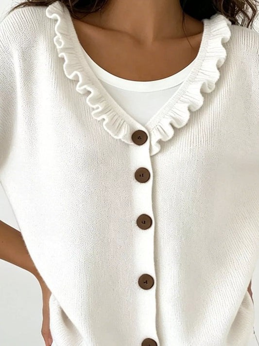 Amabel cardigan med volangkrage