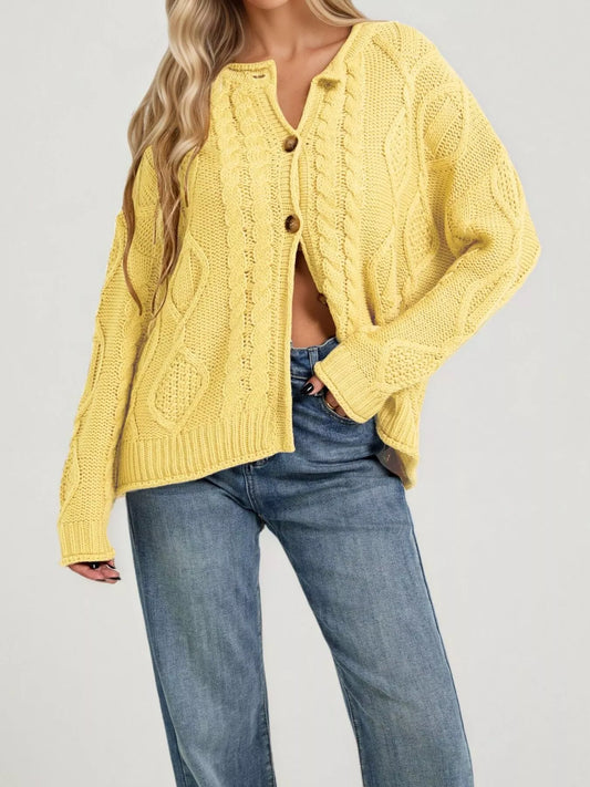 Marianne kabelstickad cardigan, gul