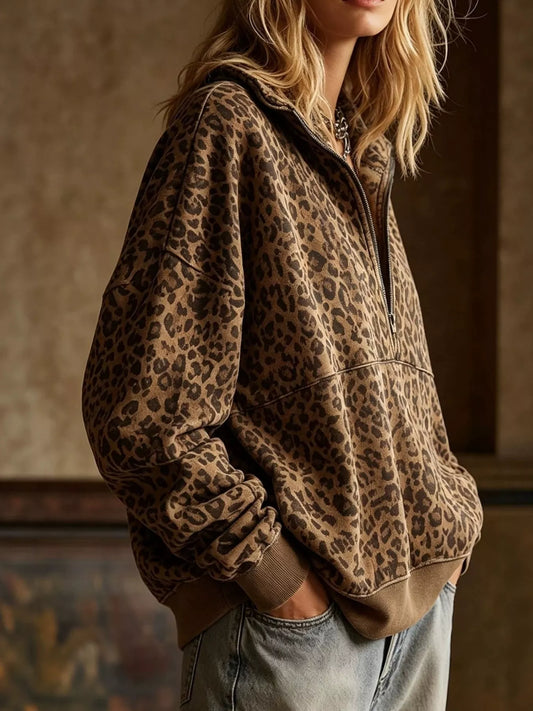Arnhild leopardmönstrad sweatshirt