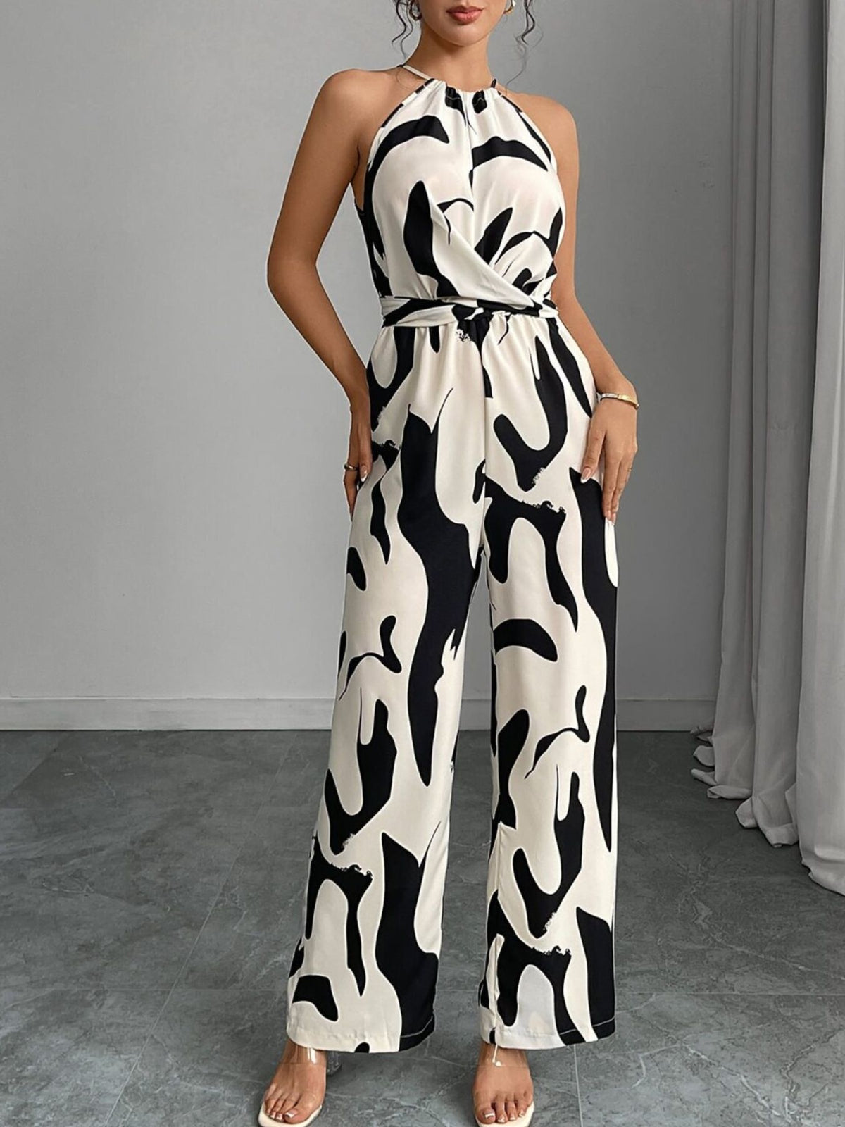 Damaris jumpsuit med abstrakt tryck