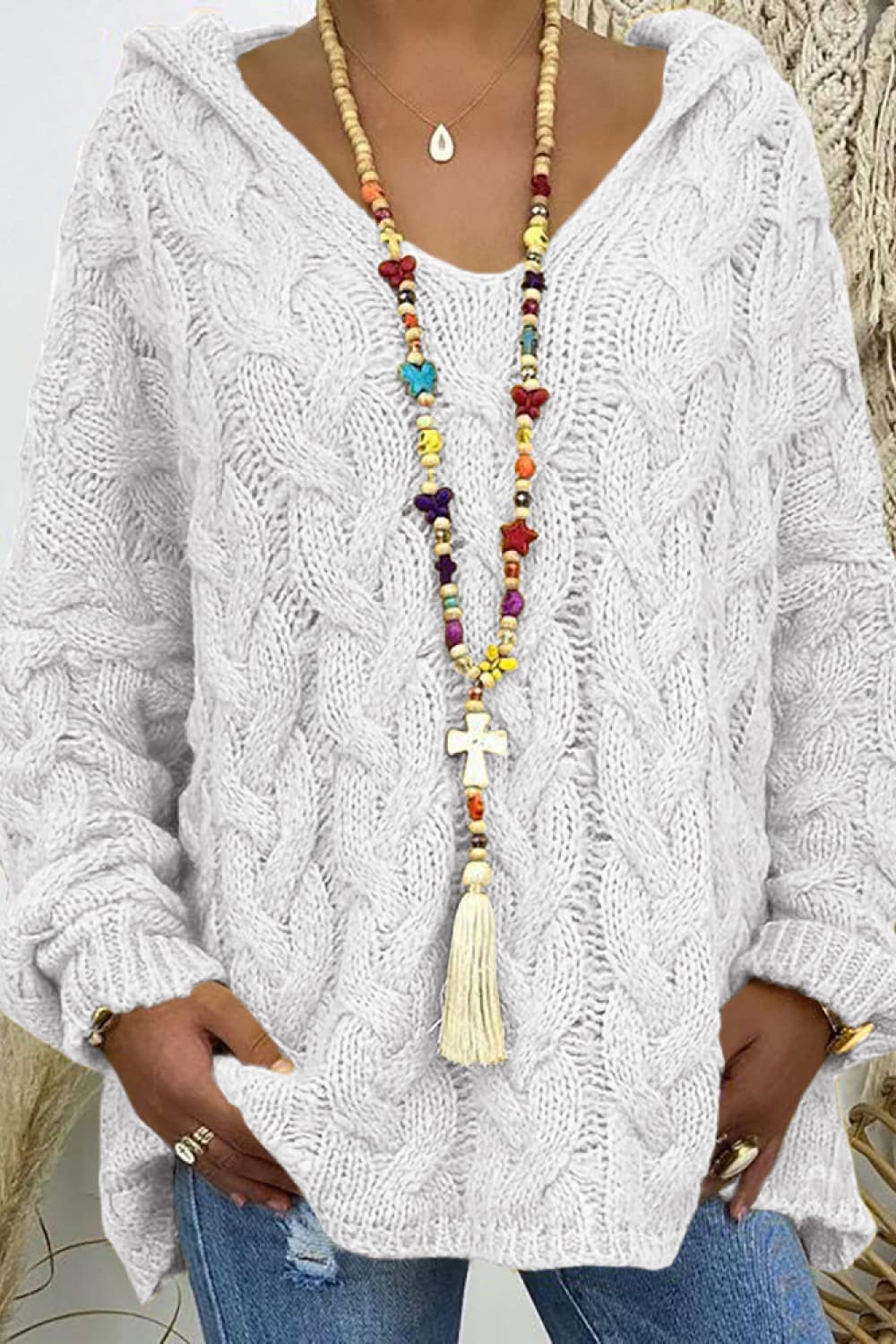 Trixie kabelstickad hoodie