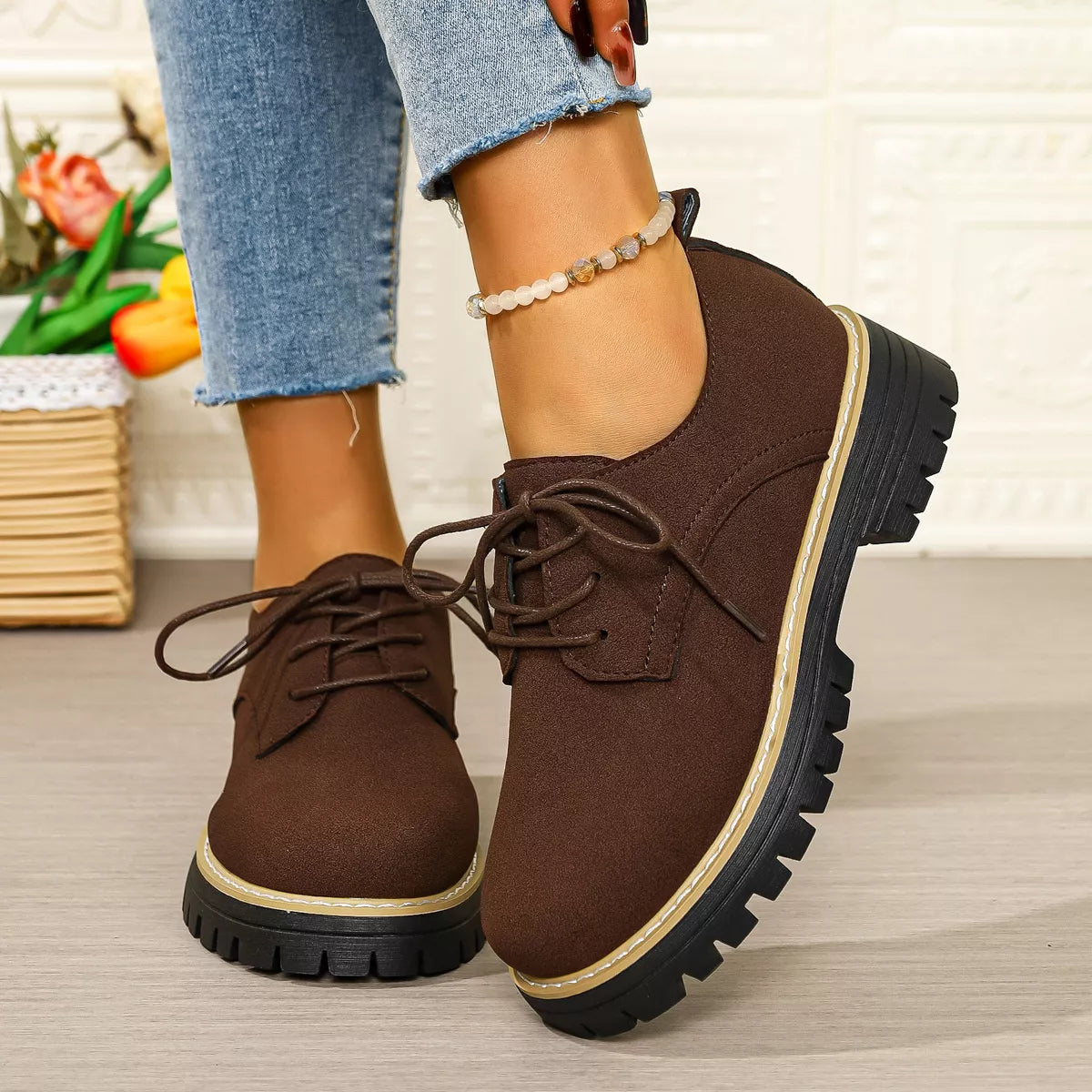 Florine loafers i mocka, brun