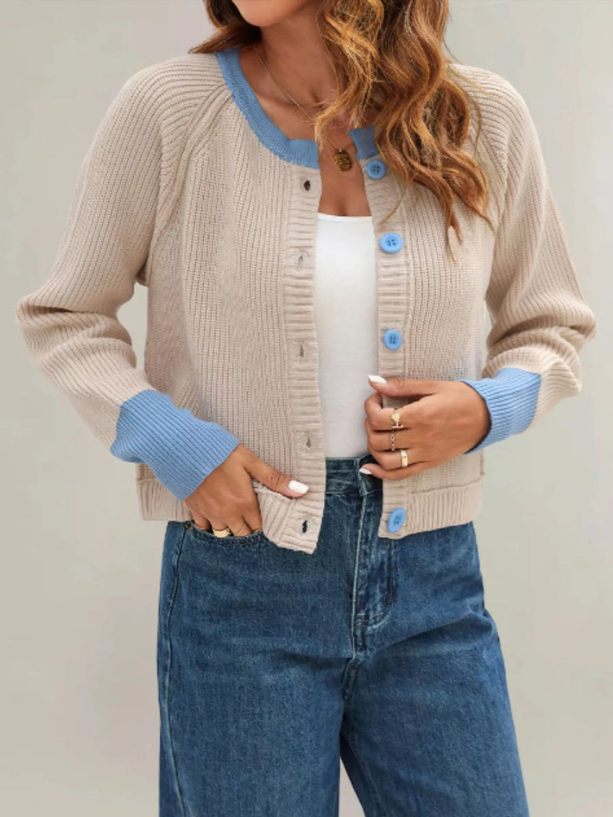 Sabrina cardigan med färgblock