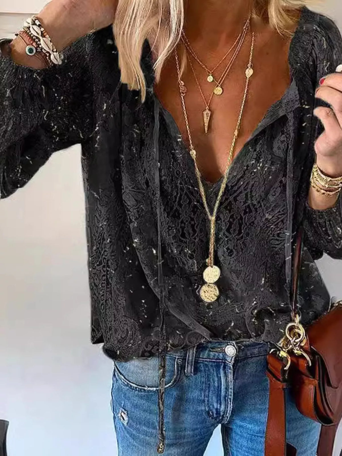 Christina blus med spets