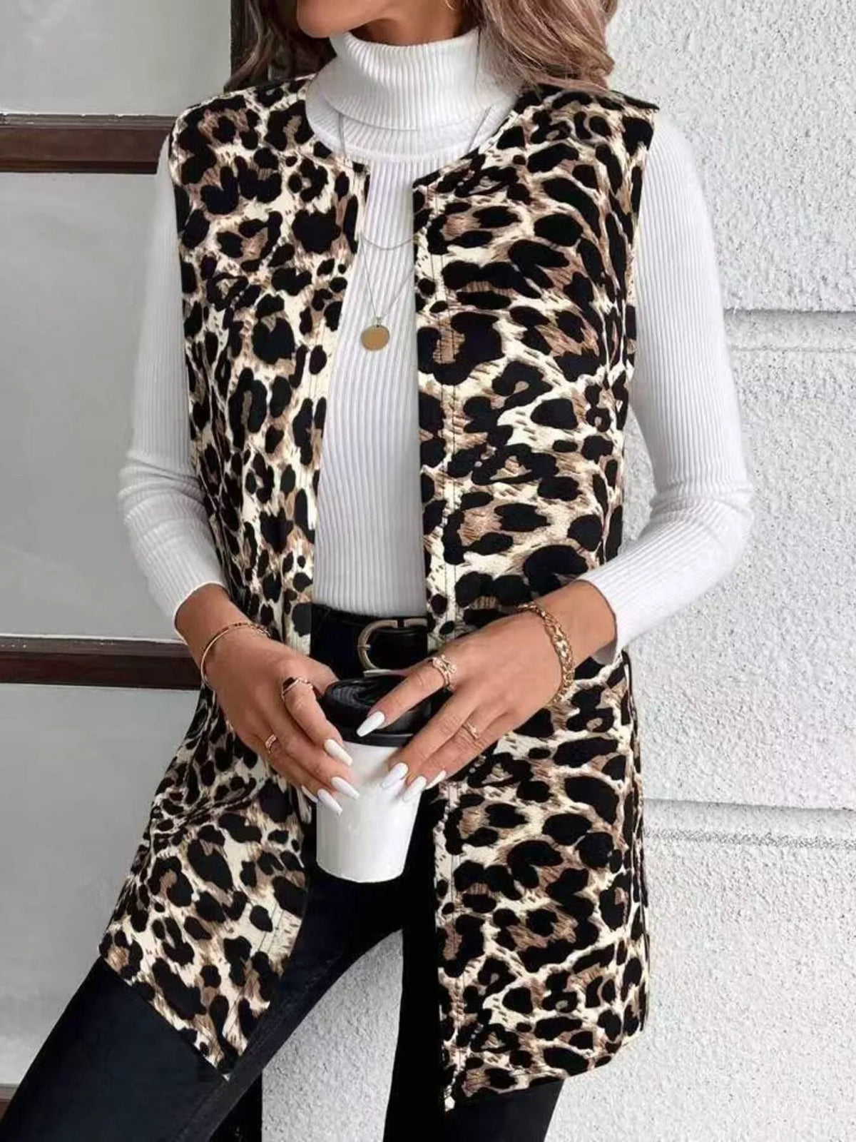Theodora leopardmönstrad väst