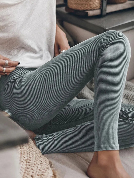 Lilian ribbade leggings, mörkgrå