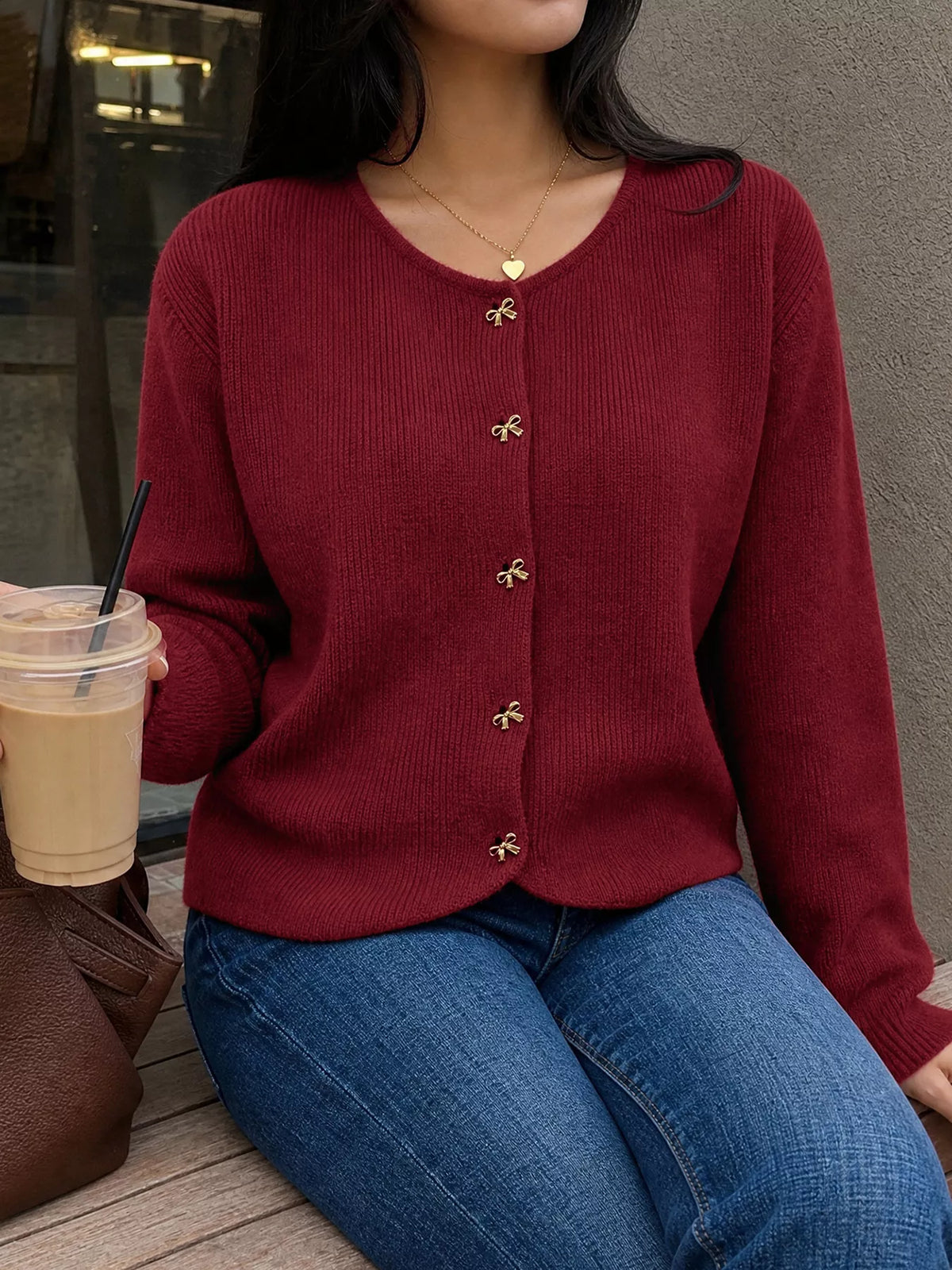 Ottilia cardigan med rosett