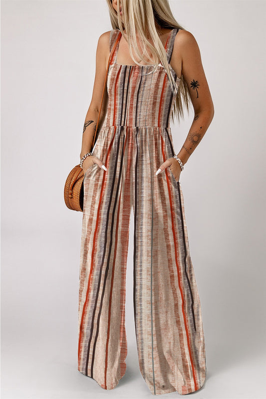 Roselle randig jumpsuit, ljusbrun