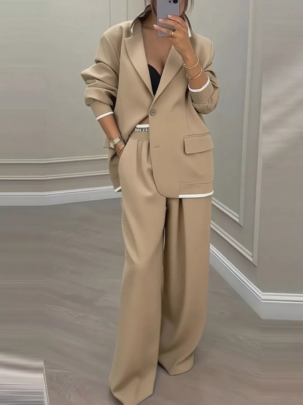 Jodie vidbent set, khaki