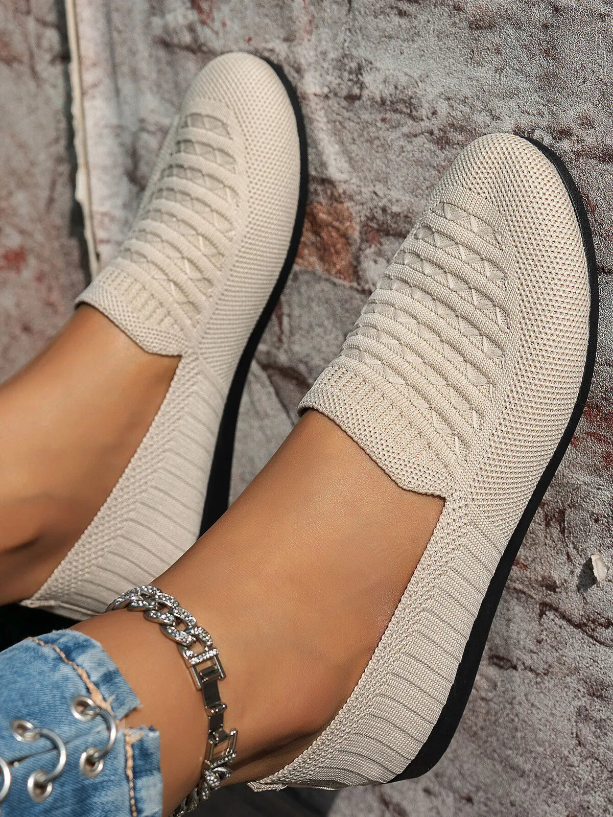 Jenna slip-ons i mesh, benvit