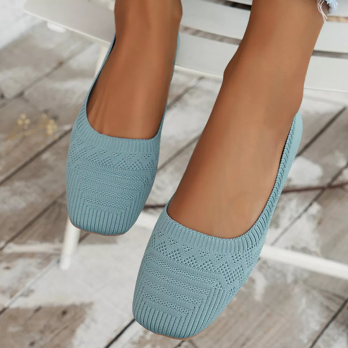 Eleni slip-ons i mesh, ljusblå