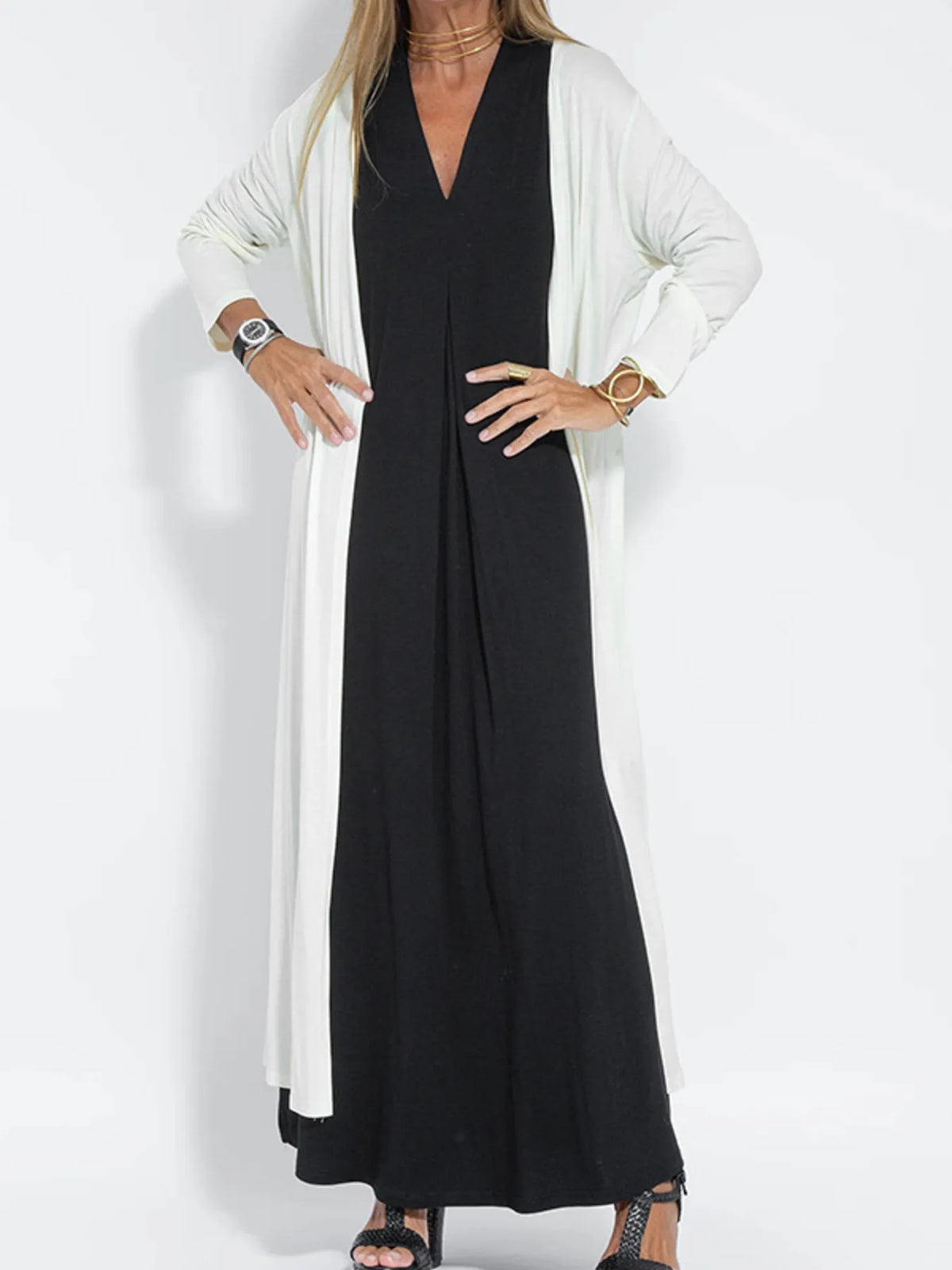 Milla cardigan med slits, vit