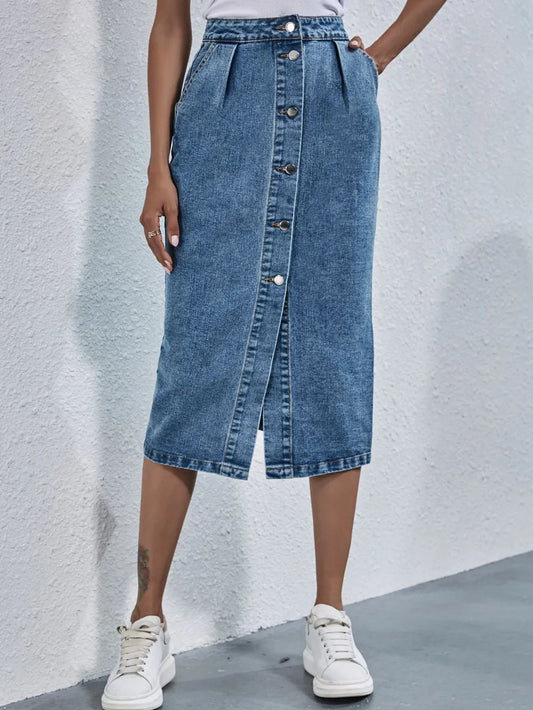 Fröydis kjol i denim, ljusblå