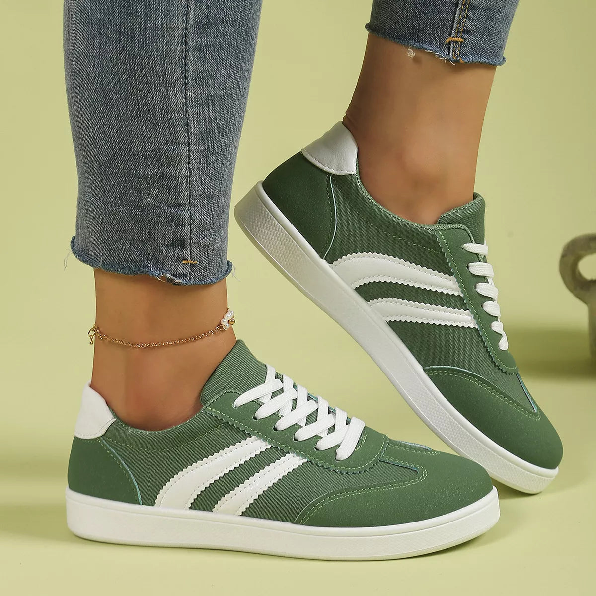 Claudine platta sneakers, grön
