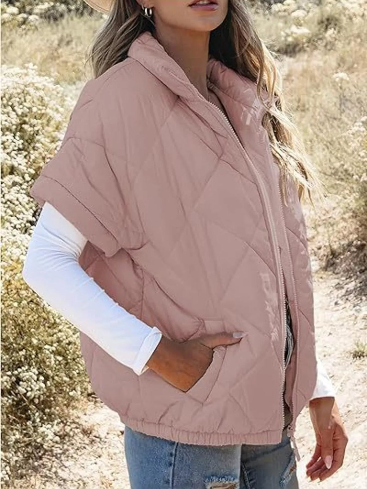 Sunniva quiltad jacka, rosa