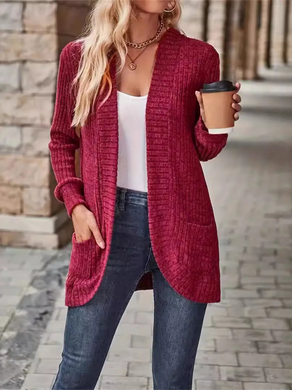 Cassie ribbstickad cardigan