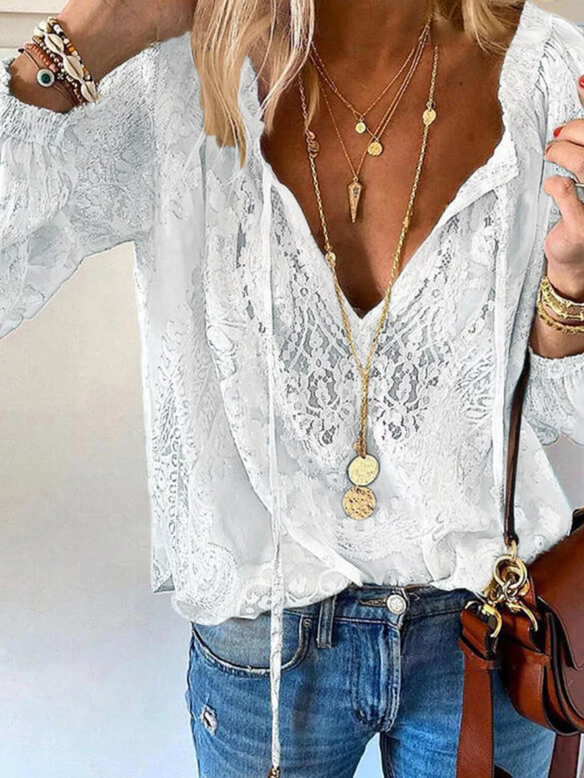 Christina blus med spets