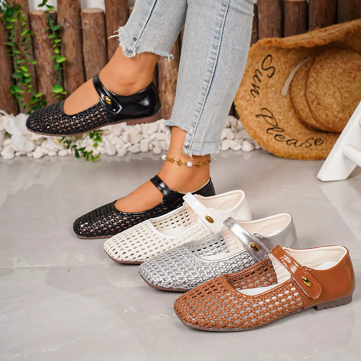 Alanna slip-ons i läderlook