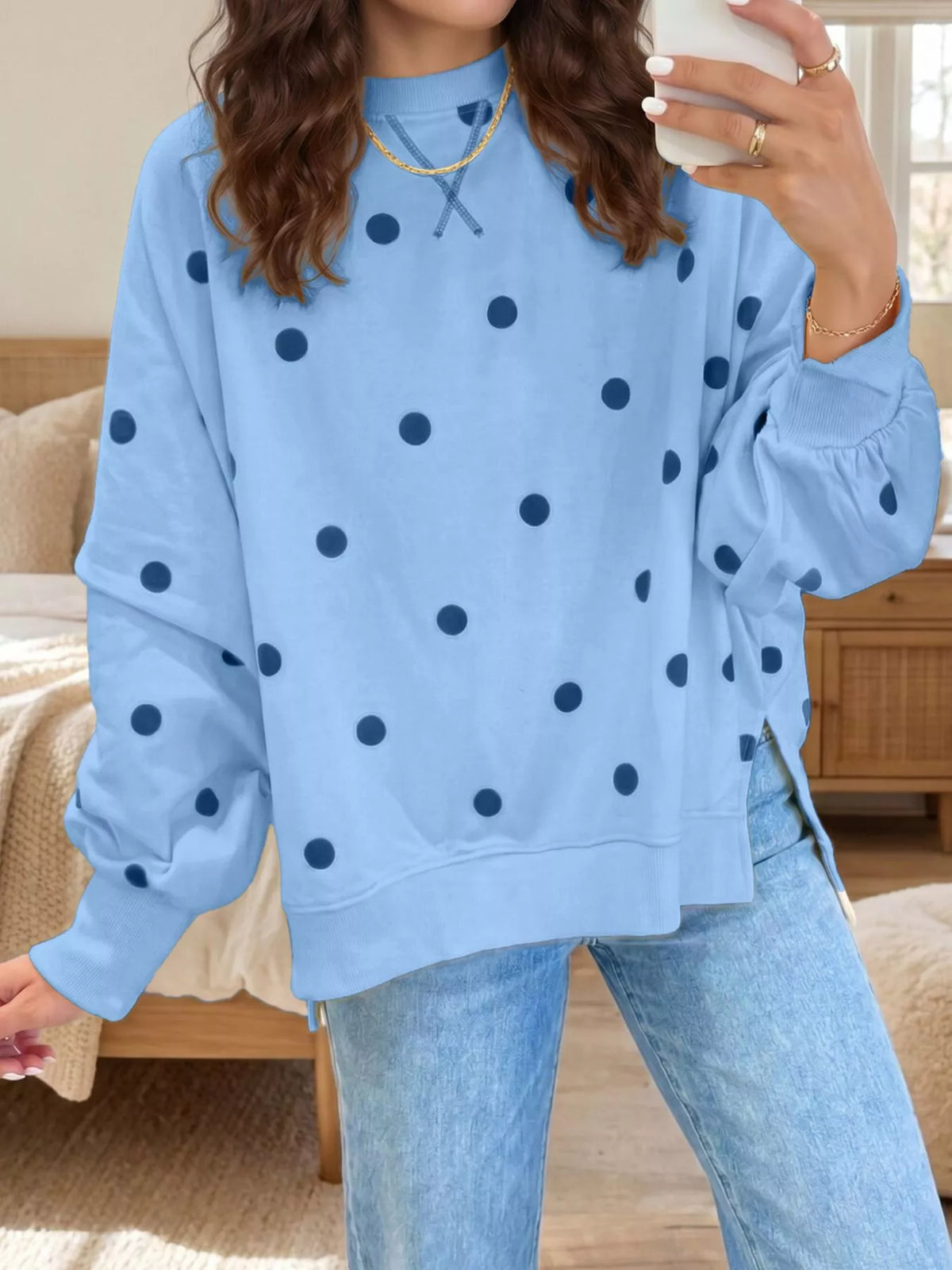 Aurore prickig sweatshirt, ljusblå