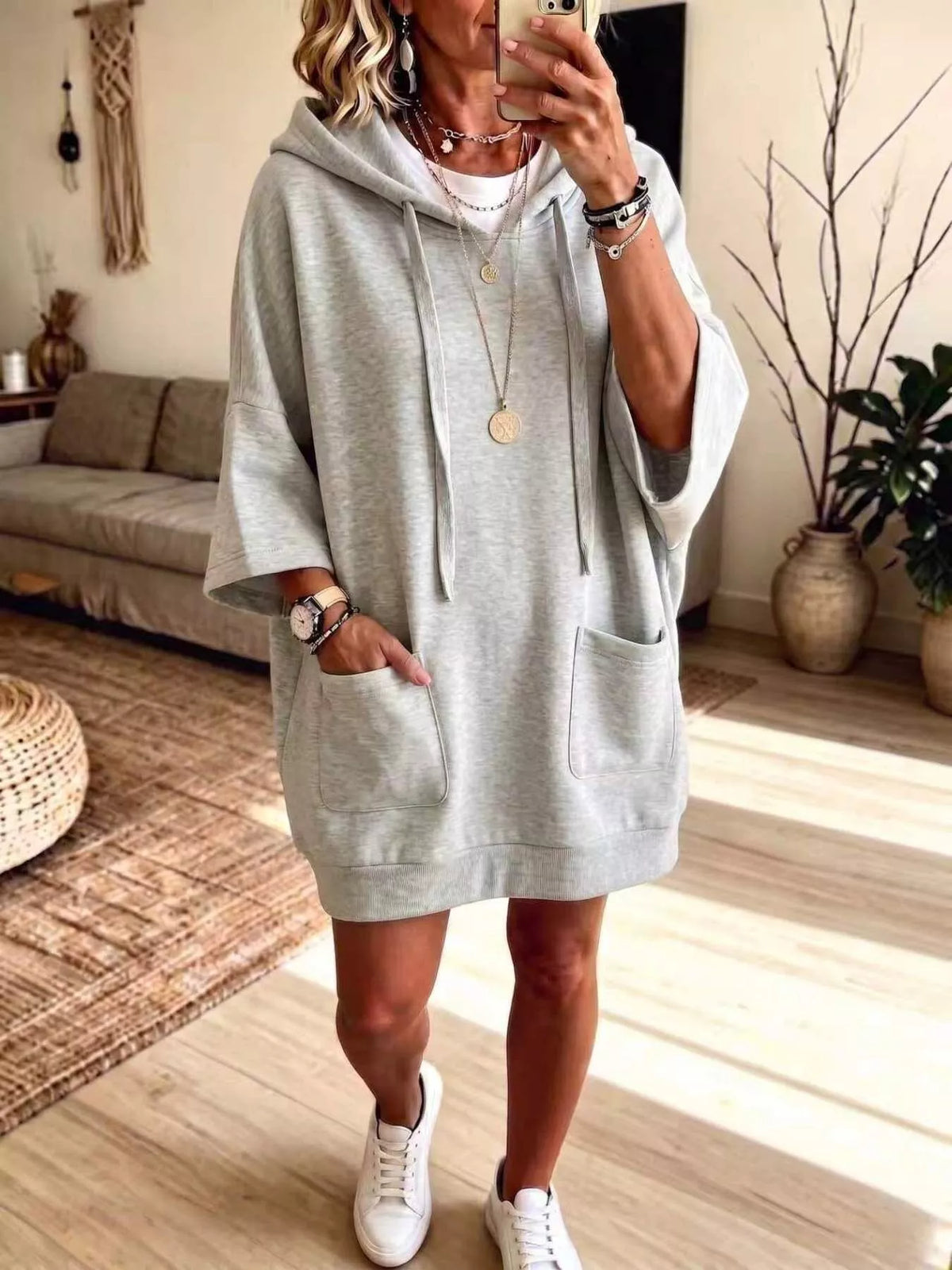 Anna oversize hoodie, grå