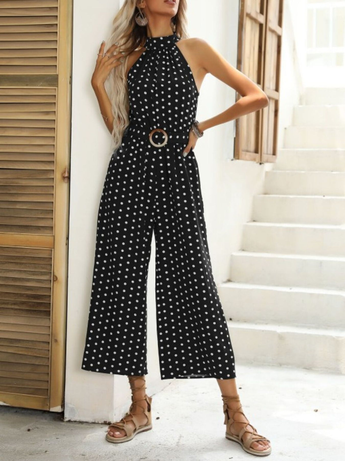 Arabella prickig jumpsuit, svart