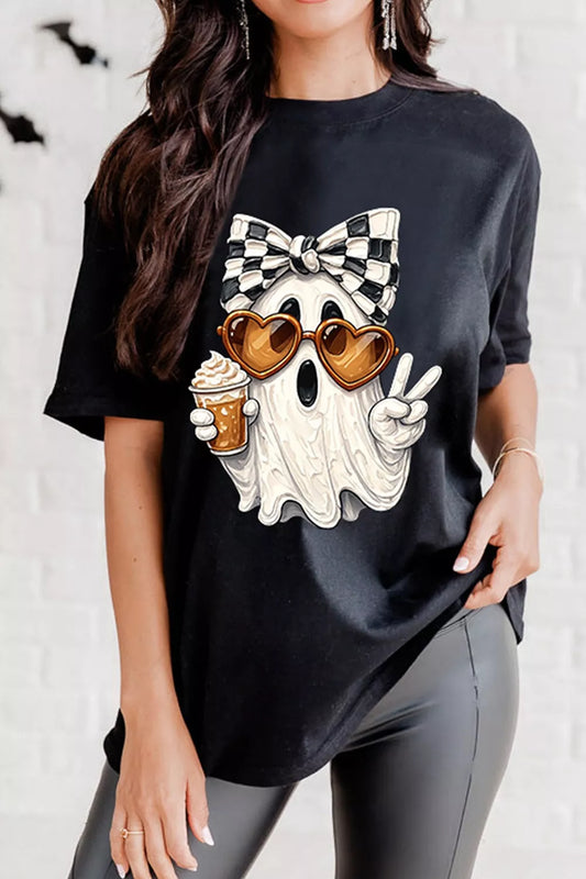 Anita mönstrad t-shirt, svart