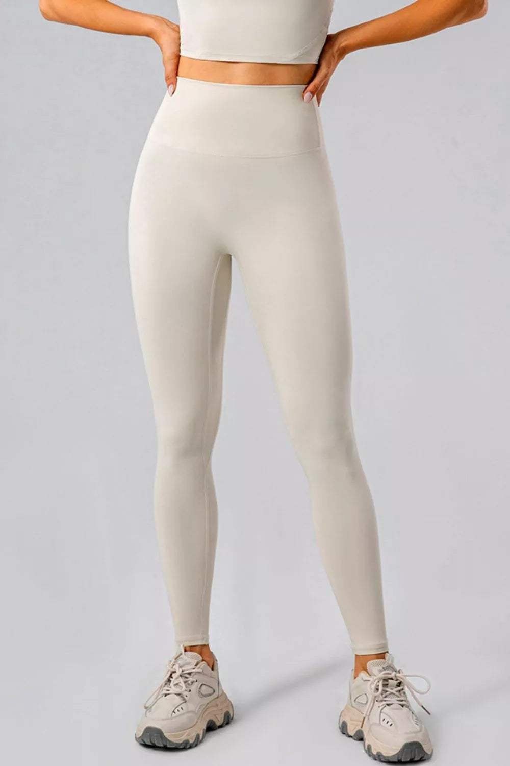 Ingun högmidjade leggings, krämvit
