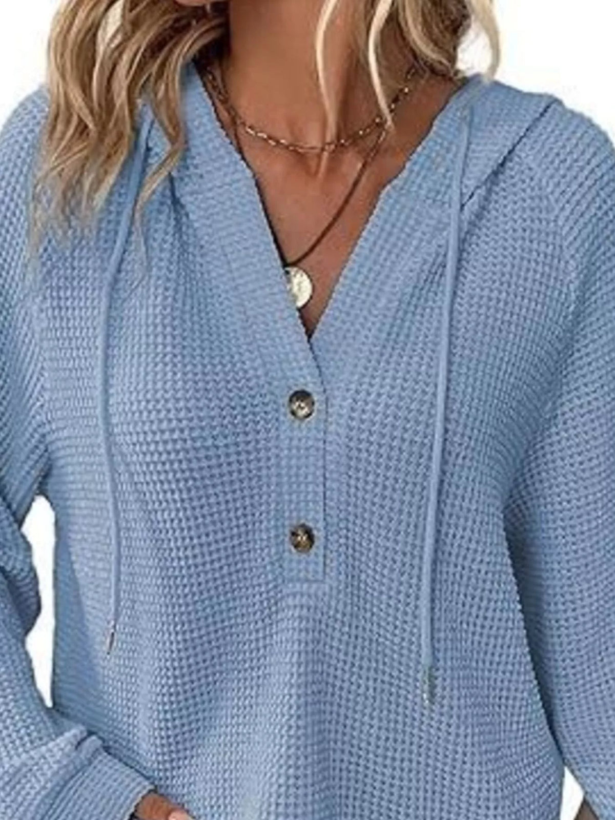 Edna våffelstickad hoodie
