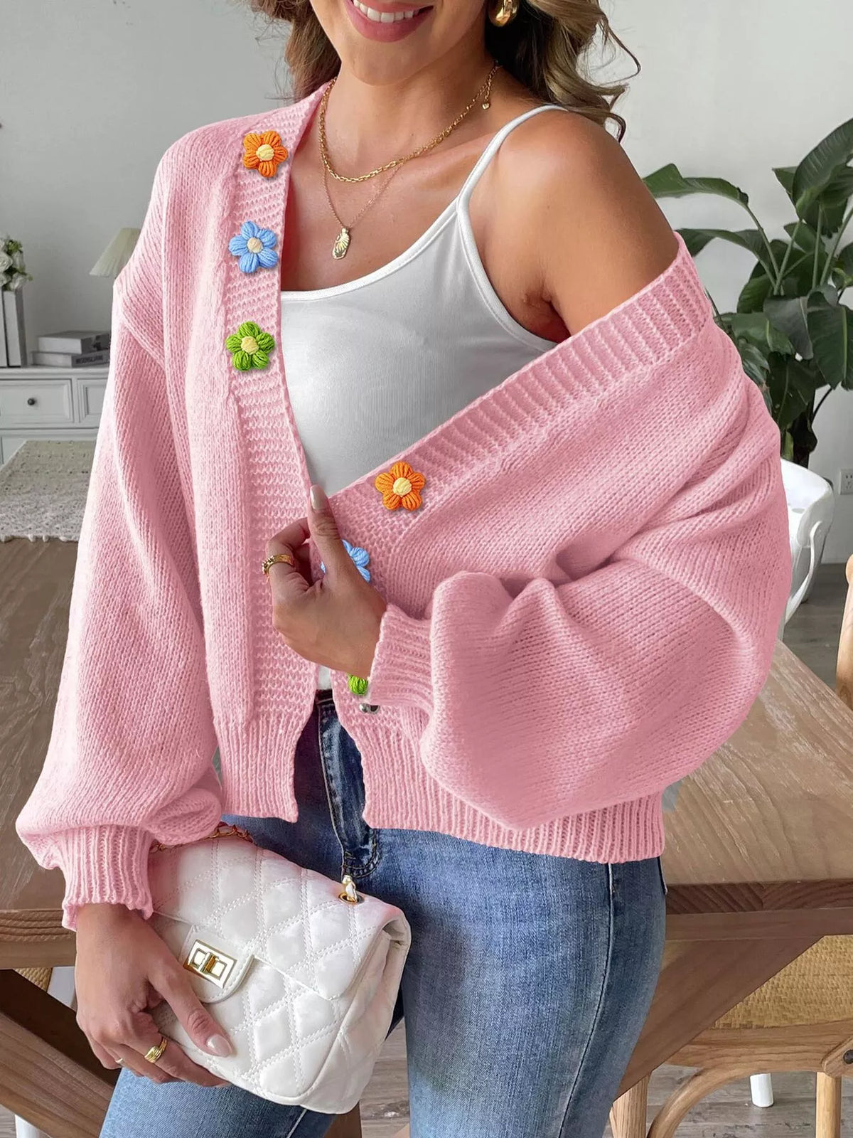 Mätta blommig cardigan