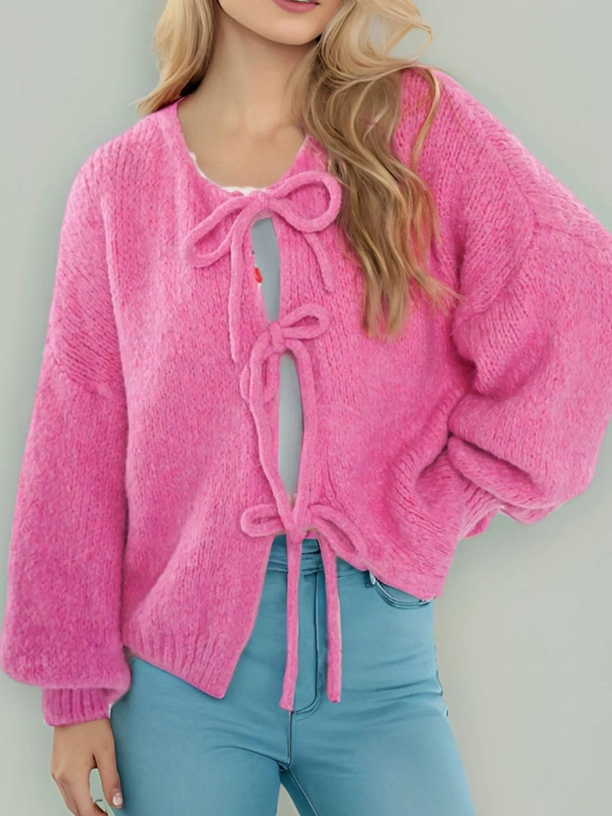 Kinga cardigan med rosett