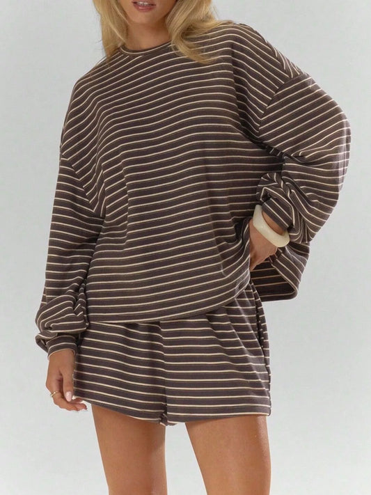 Marisol randigt set, mörkbrun