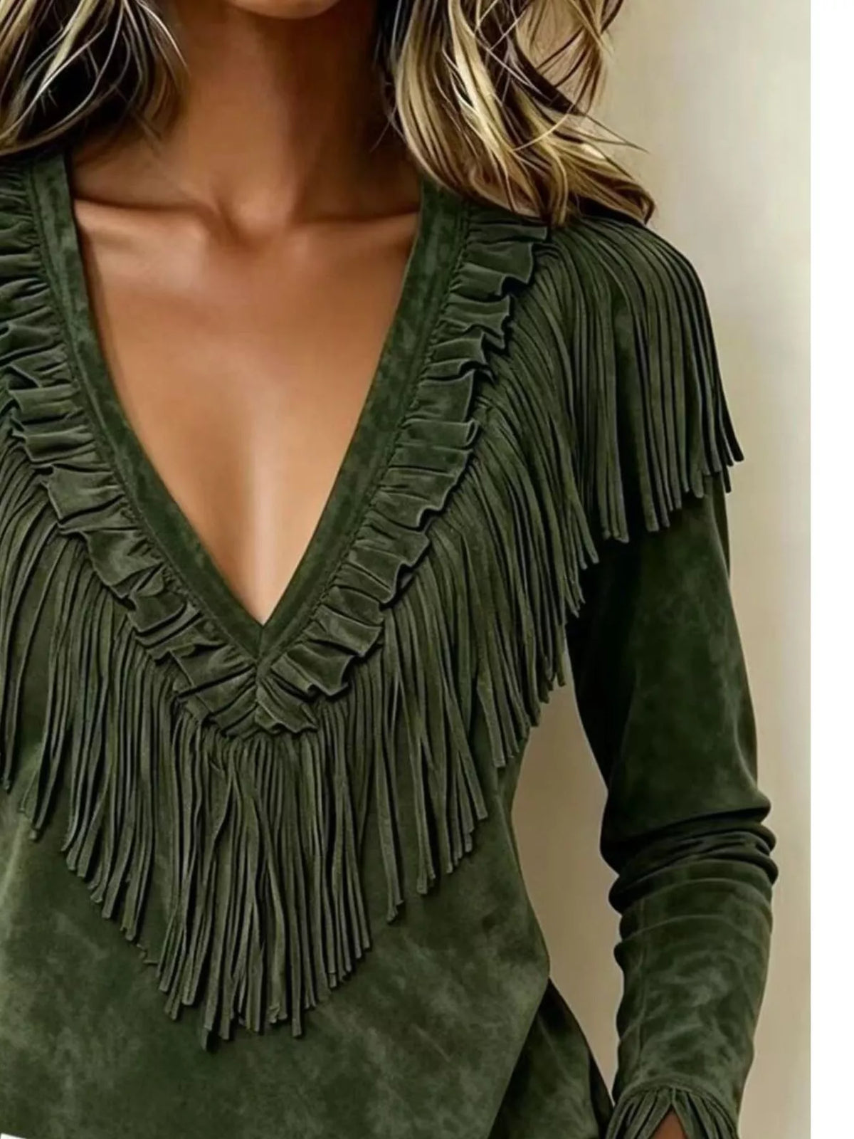 Edda blus med fransar