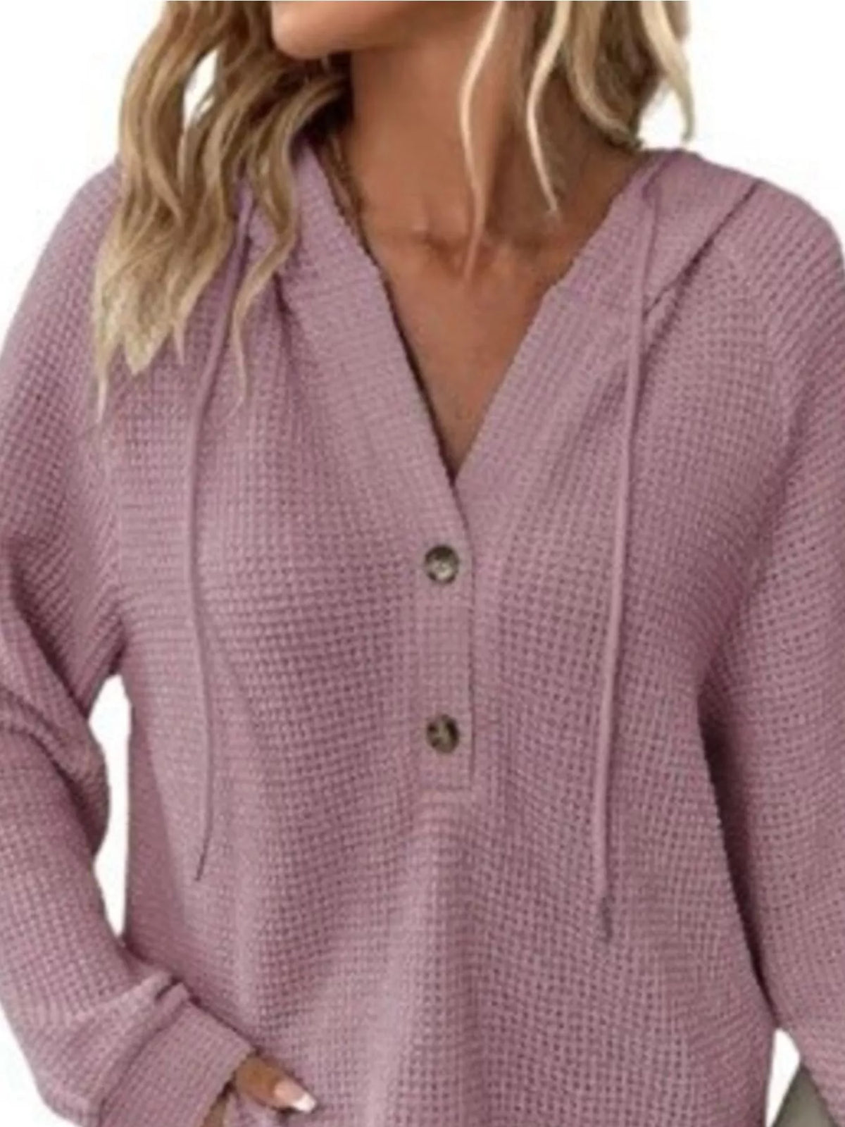 Edna våffelstickad hoodie