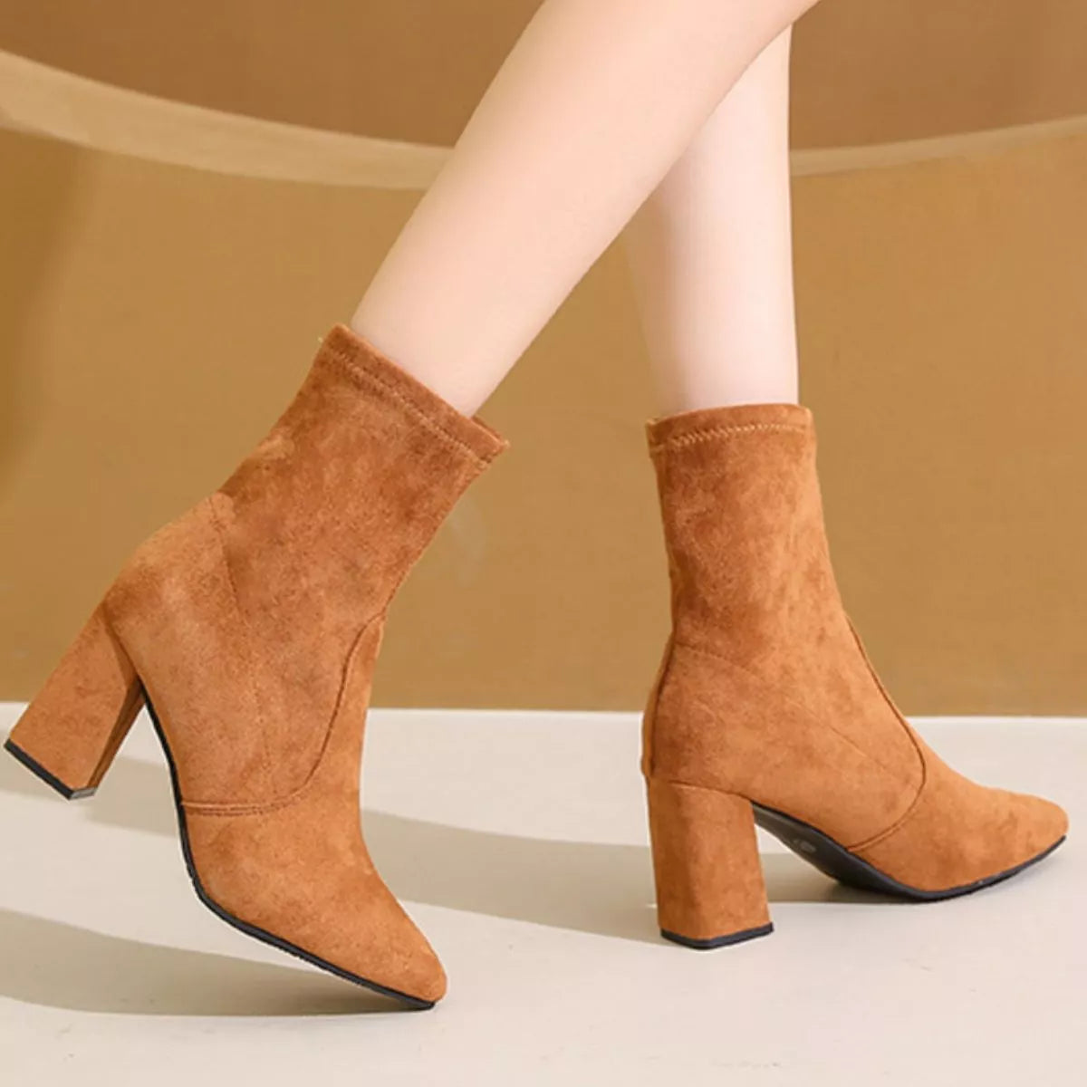 Elsbeth boots i mocka, ockra