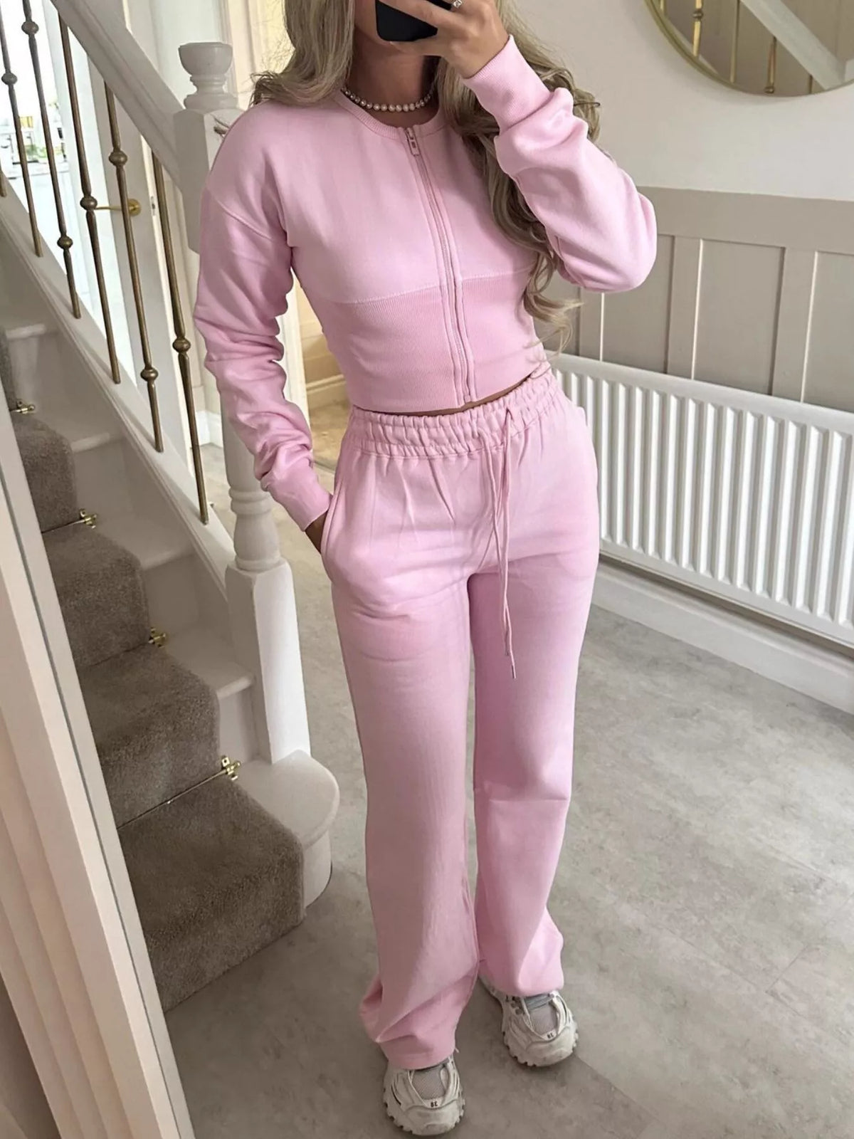 Silke högmidjat set, rosa