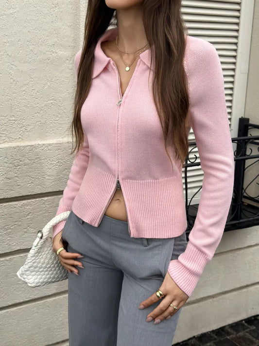 Ragnfrid croppad cardigan, rosa