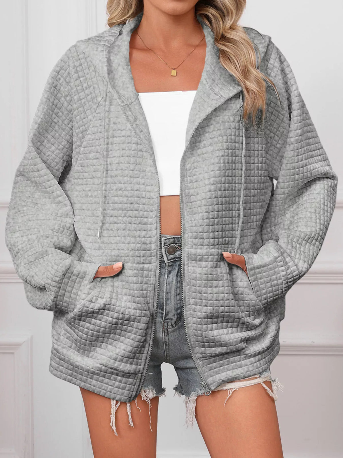 Nova quiltad hoodie, grå
