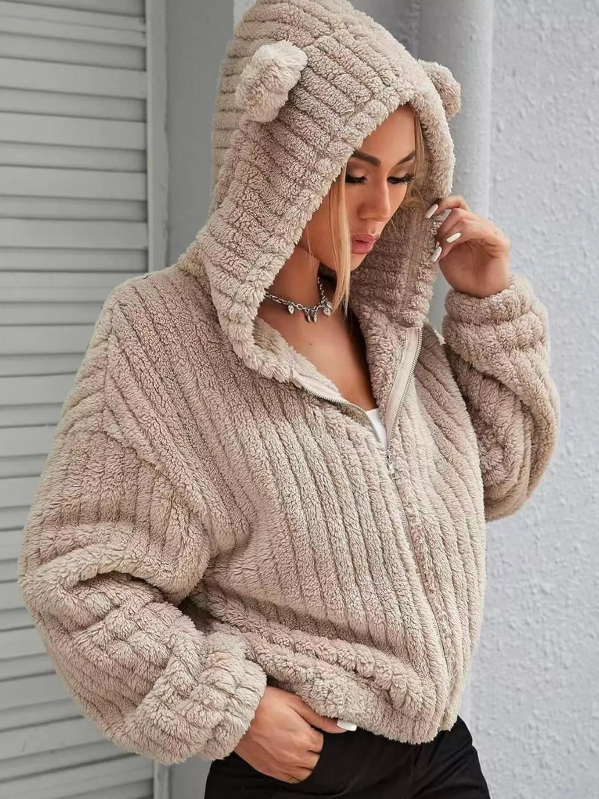 Yvonne hoodie med öron, khaki