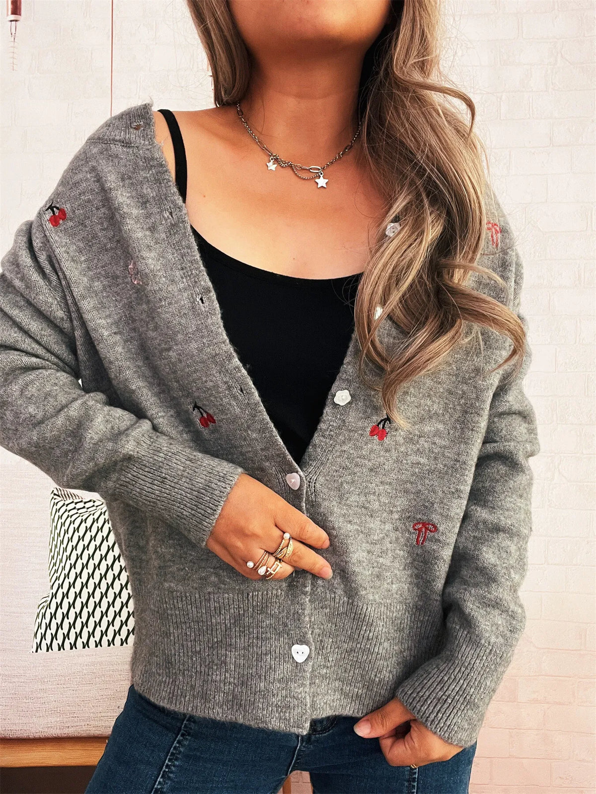 Angie ribbstickad cardigan
