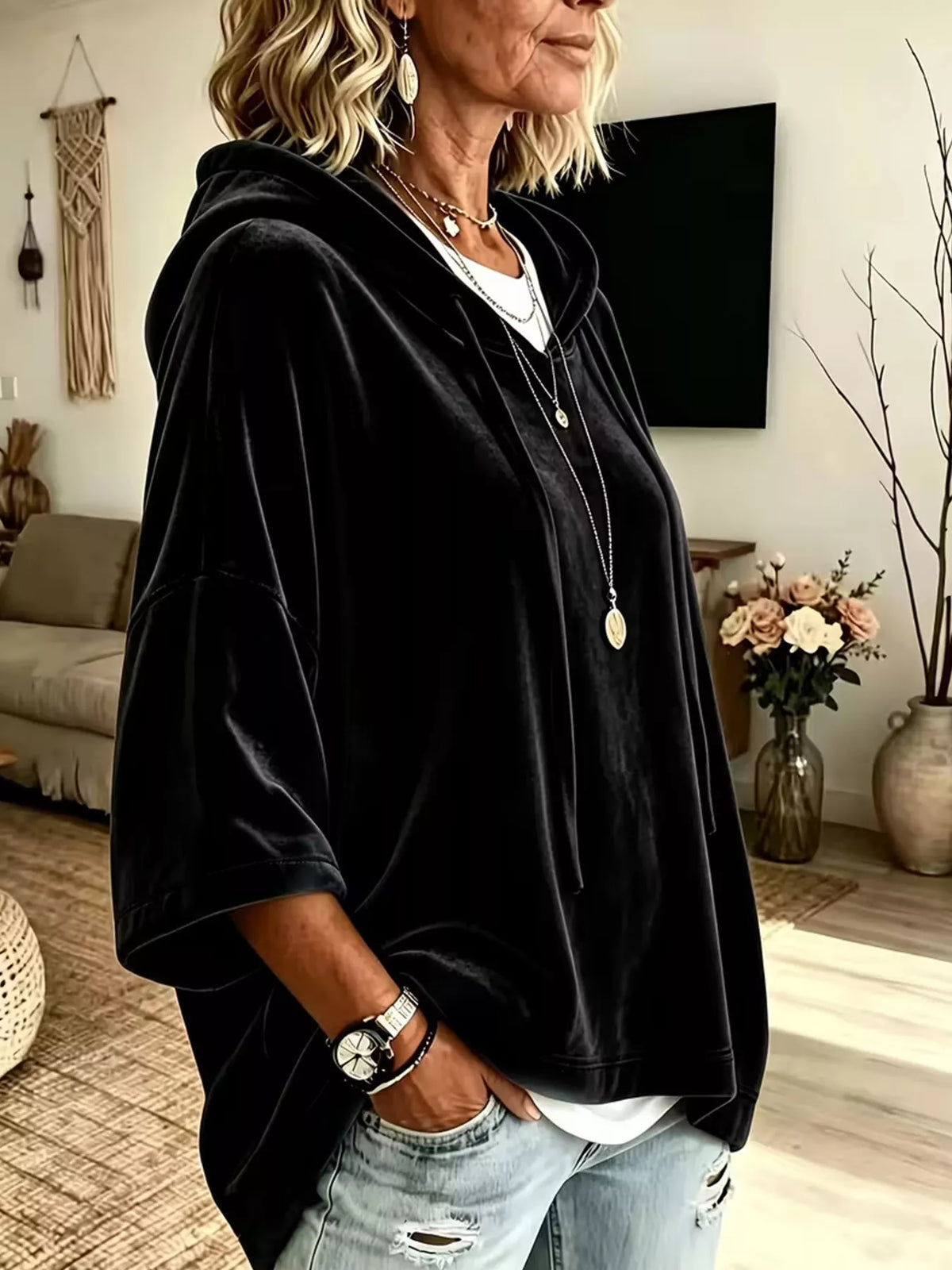 Agnes hoodie i sammet