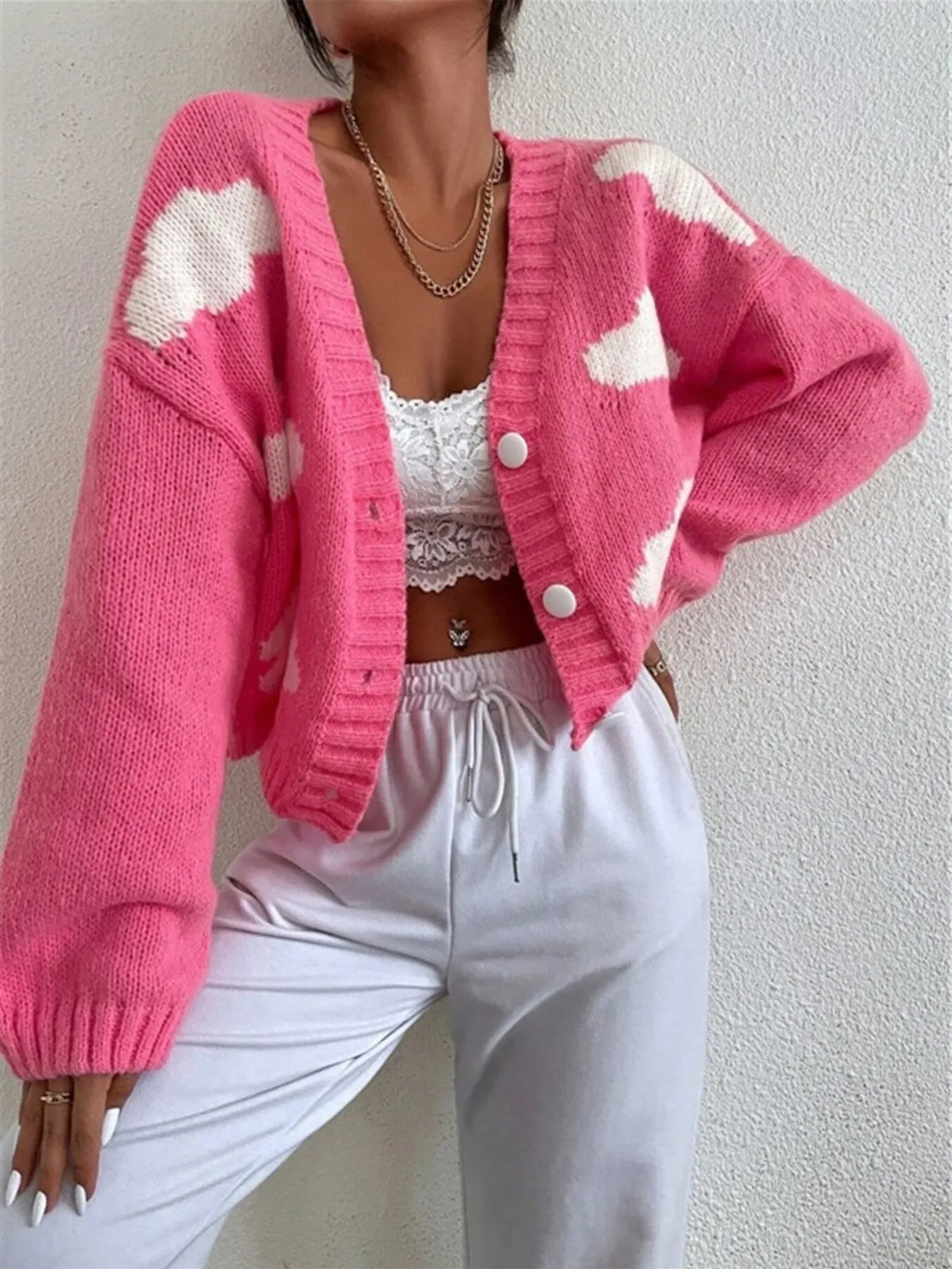 Ravenna cardigan med spets