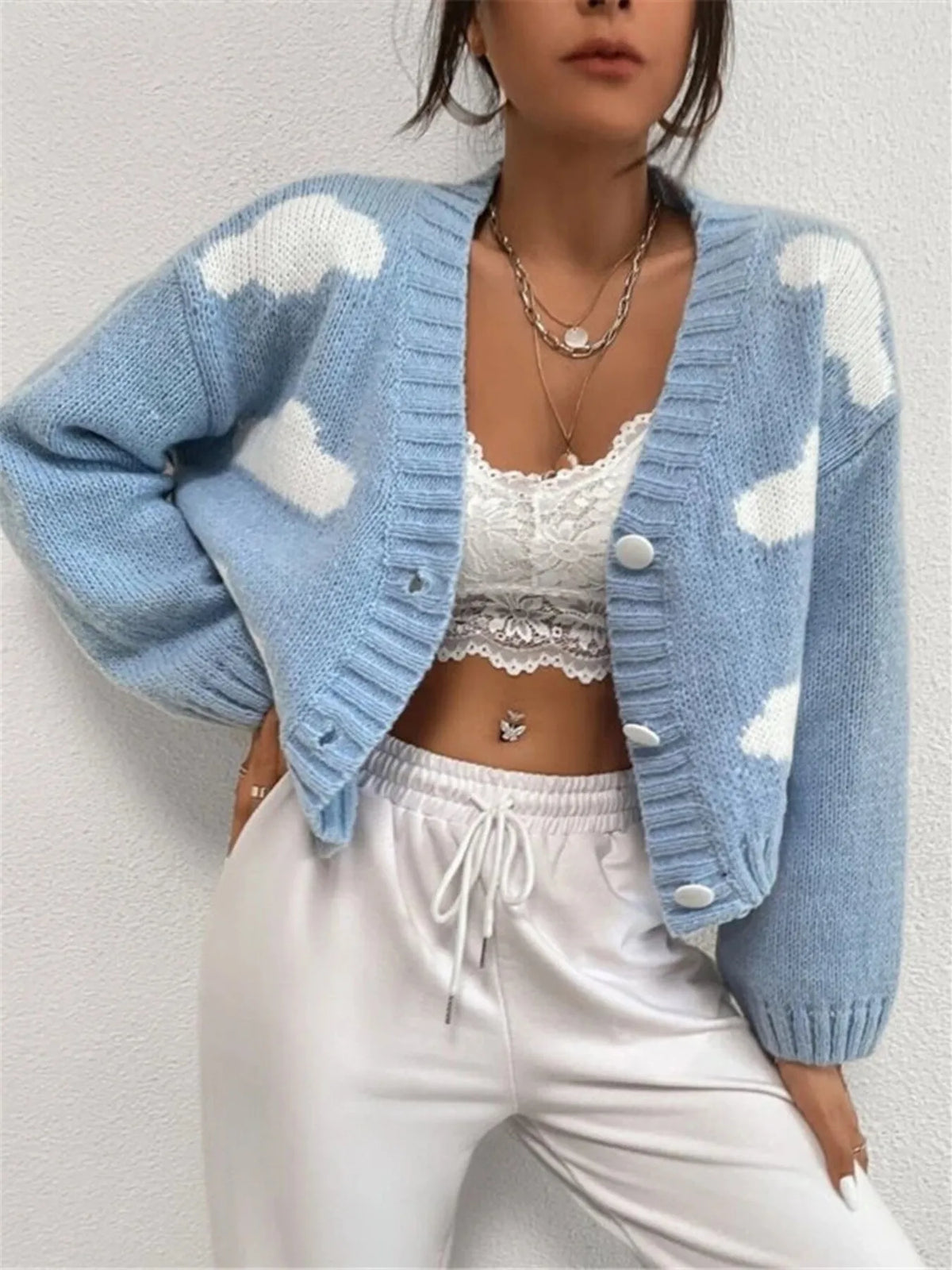 Ravenna cardigan med spets
