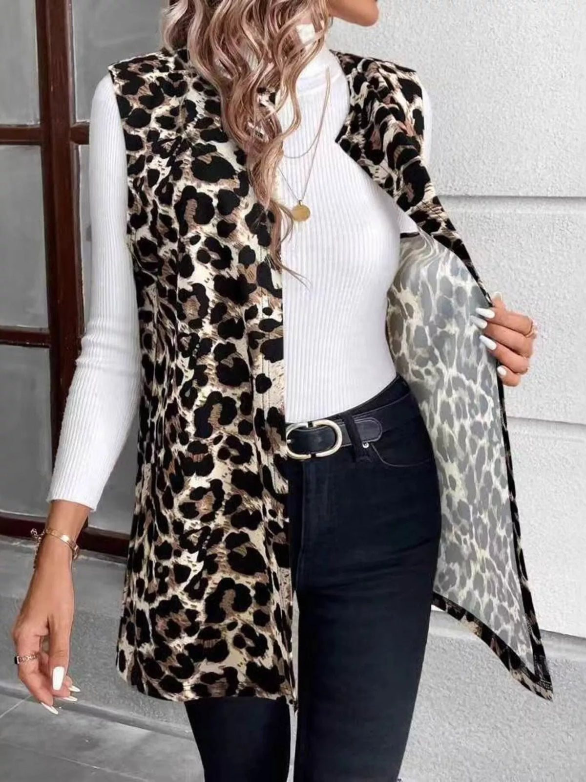 Theodora leopardmönstrad väst