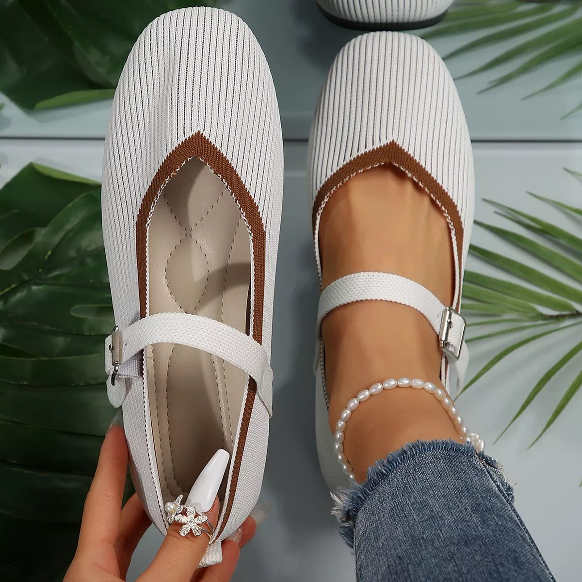 Sheryl slip-ons i mesh, vit