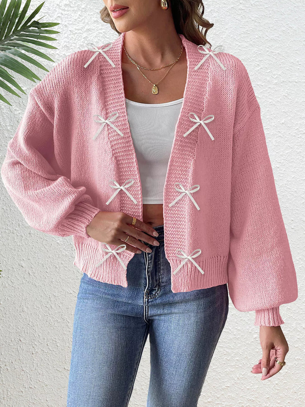 Monica cardigan med rosett