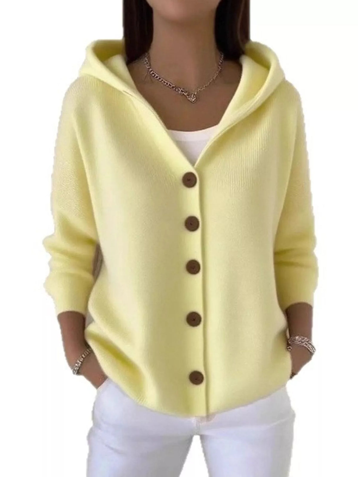 Dolly knäppt cardigan, ljusgul