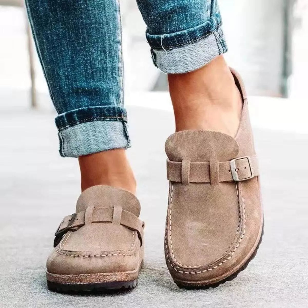 Henna platta slip-ons, khaki