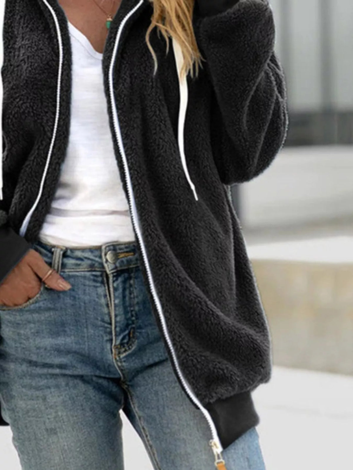 Sanne hoodie i fleece
